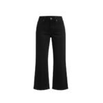 Black womens high waisted wide leg denim capri pant.