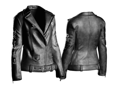 Women’s custom leather blazer front view