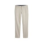 Men’s light gray chino pants, front view laid flat on a white background.