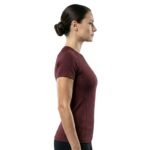 Women’s black compression shirt, side view.