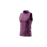 Bright pink women’s high-neck sleeveless tank top, front view on a white background.