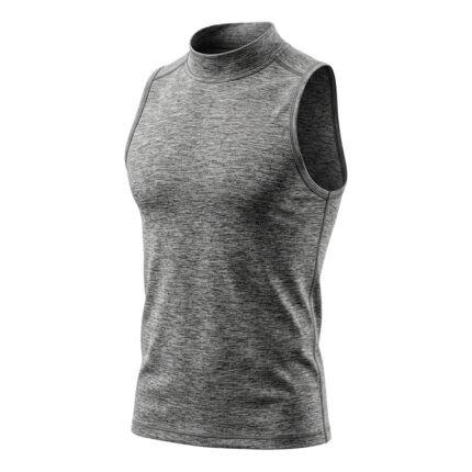 Women’s high-neck sleeveless tank top, front view on a white background.