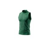 Sage green women’s high-neck sleeveless tank top, front view on a white background.
