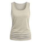 Women’s athletic tank top in Pure White color, laid flat to show neckline, straps, and overall shape