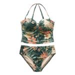 Women’s tankini swimwear set in dark slate green color, displayed on a plain background