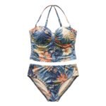 Women’s tankini swimwear set in slate gray color, displayed on a plain background