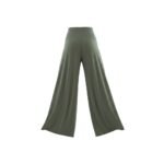 Back view of wide-leg yoga pants worn by a model, showing waistband, drape, and full length from behind