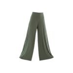 Front view of wide-leg yoga pants worn by a model, showing waistband, drape, and full length.