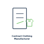 Contract clothing manufacturer icon showing signed contract document and t-shirt for B2B apparel manufacturing agreements