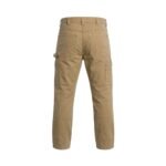 Back view of navy blue industrial workwear pants with reflective tape above the hem.