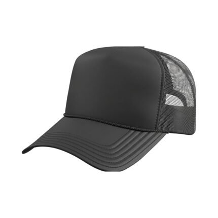 Front view of unisex plain cotton badminton cap, showing curved brim and structured crown.