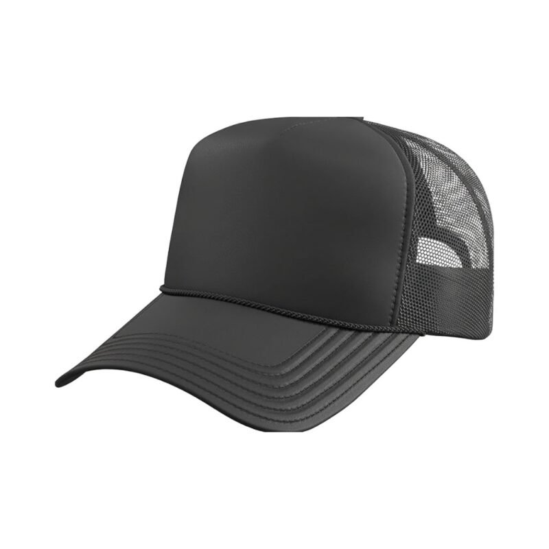 Front view of unisex plain cotton badminton cap, showing curved brim and structured crown.