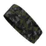 Front view badminton headband with centered logo icon on soft moisture-wicking athletic fabric, shown on a plain background.