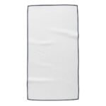 Badminton towel made from soft, absorbent cotton, laid flat to clearly display the small logo icon on a plain background.