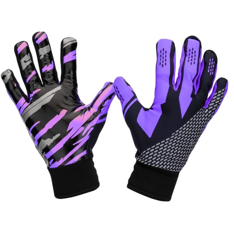 Close-up of black full-finger basketball training gloves with a yellow logo icon, showing the textured palm grip, breathable back panels, and adjustable wrist straps.