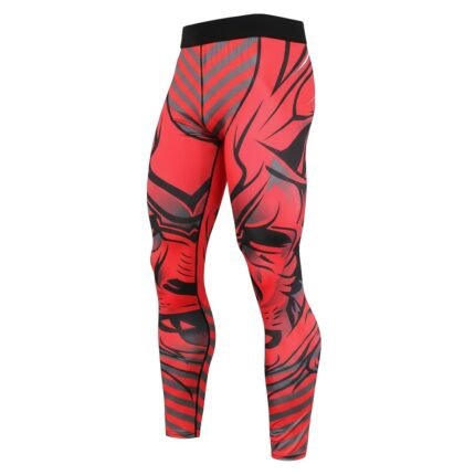 Front view of basketball legging tights laid flat, featuring a full-length compression fit, wide elastic waistband, and smooth performance fabric with a small logo icon near the upper leg.