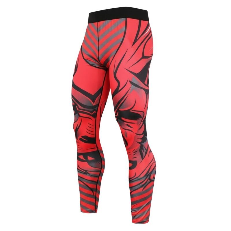 Front view of basketball legging tights laid flat, featuring a full-length compression fit, wide elastic waistband, and smooth performance fabric with a small logo icon near the upper leg.