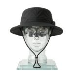 Black tactical hiking hat with wide brim