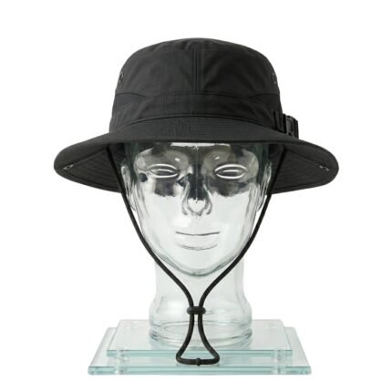 Black tactical hiking hat with wide brim