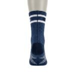 Back view of best hiking socks displayed on a plain background.