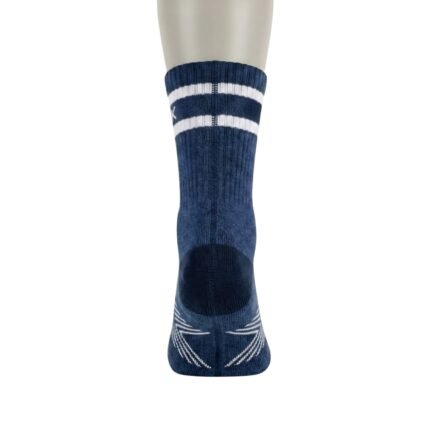 Back view of best hiking socks displayed on a plain background.