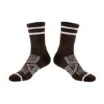 Brown hiking socks displayed on a plain background.