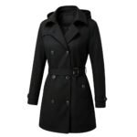 Black trench coat with simple minimalist design