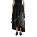 Modern embroidered black maxi skirt on mannequin