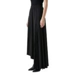 Side view of black maxi skirt on mannequin