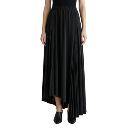 Front view of black maxi skirt on mannequin