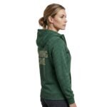 Side view of a model wearing a camping hoodie.