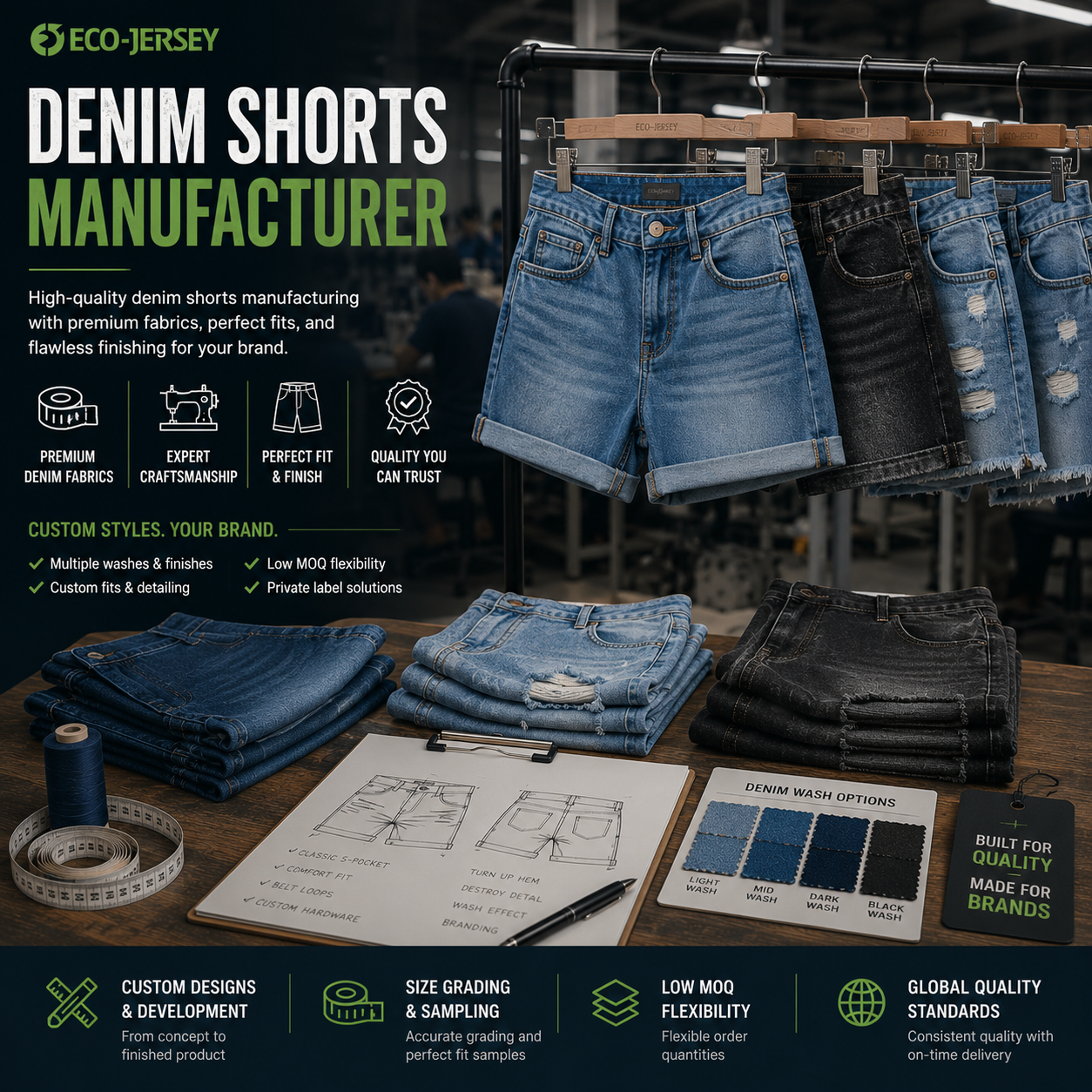 Custom denim shorts manufacturer – premium quality denim shorts for your brand