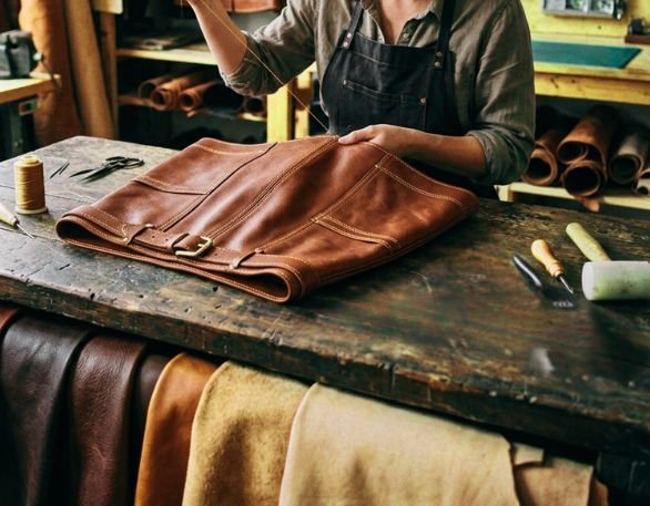 Custom leather skirts collection showcasing various styles and designs