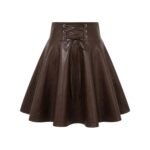 Dark brown faux leather mini skirt with high waist