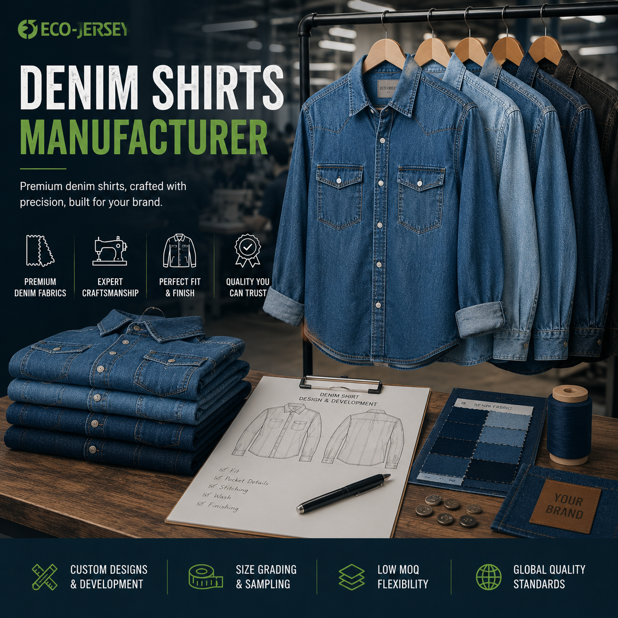 Denim shirts crafted for your brand – custom denim shirt manufacturer