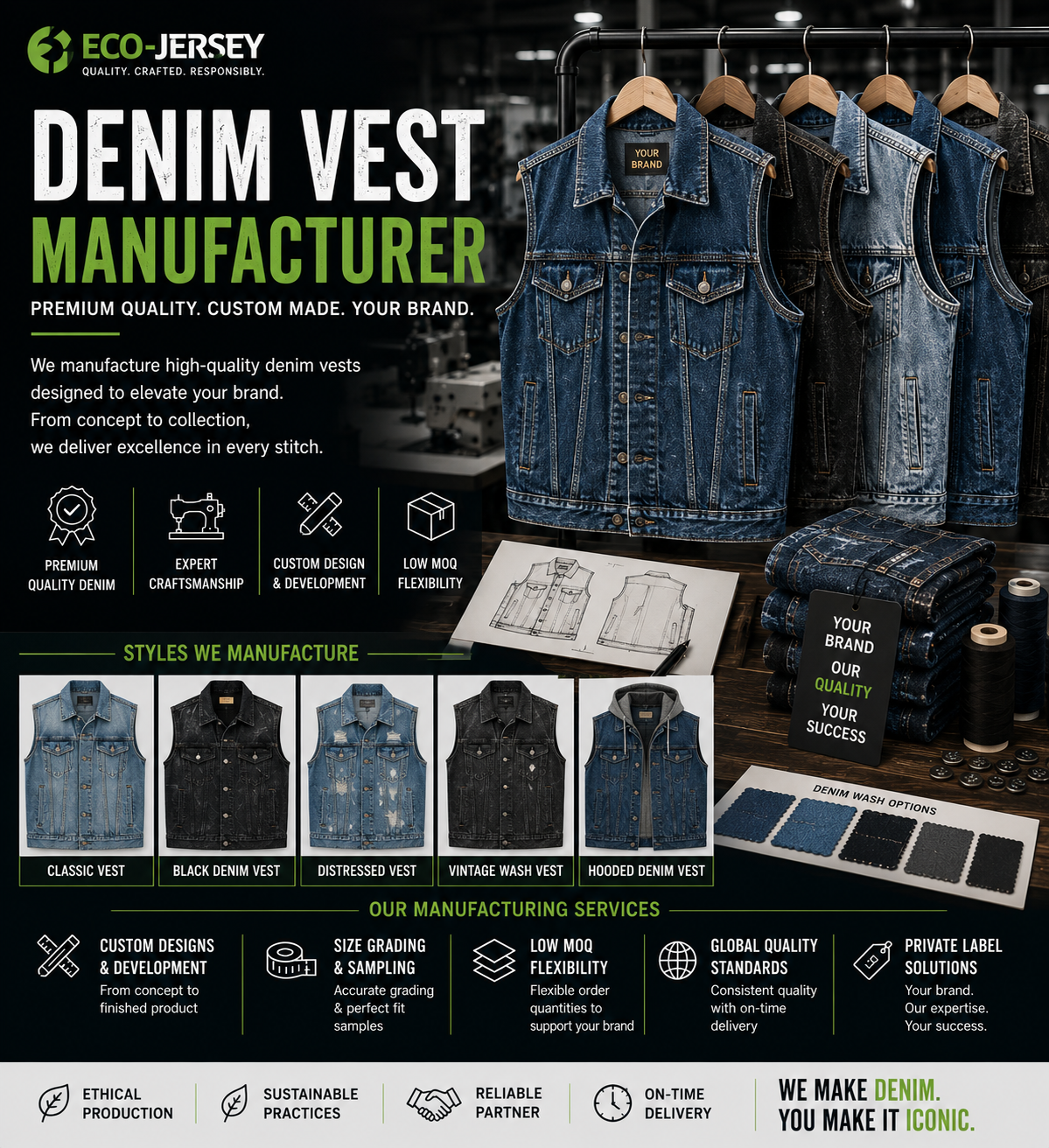Denim vest manufacturer – premium quality custom denim vests for your brand