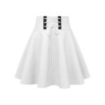 White faux leather mini skirt with high waist