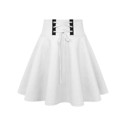 White faux leather mini skirt with high waist