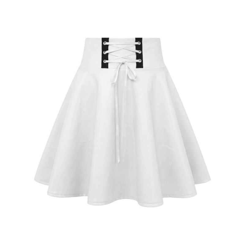 White faux leather mini skirt with high waist