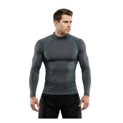 Male model wearing an ice hockey base layer compression set, standing in a relaxed pose to show the athletic fit of the top and leggings