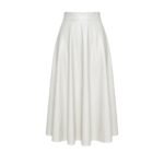 White leather pleated mini skirt with high waist