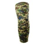 MMA padded arm sleeves in black fabric shown on a mannequin forearm, featuring segmented foam padding and an ECO Jersey logo tag.