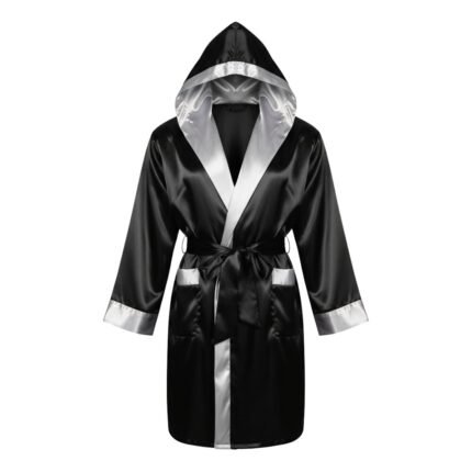 MMA robe with hood showing lightweight fight walkout design for martial arts competitors