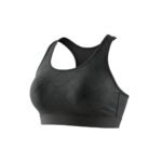 MMA sports bra on a mannequin torso, featuring a scoop neckline, wide shoulder straps, and a smooth, supportive front panel.