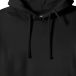 Close‑up front view of a men’s badminton performance hoodie, focusing on the smooth fabric, hood opening, and clean neckline for a streamlined athletic look.
