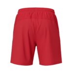 Back view of men’s badminton shorts made from lightweight performance fabric, showing the elastic waistband, relaxed fit, and clean rear design on a plain background.