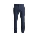 Front view of men’s classic‑fit golf pants laid flat, showing the waistband, front pockets, and straight‑leg silhouette in quick‑dry, water‑resistant fabric
