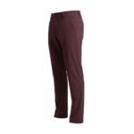 Side view of men’s classic‑fit golf pants laid flat, showing the side seam, waistband, and straight‑leg silhouette in quick‑dry, water‑resistant fabric.