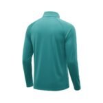 Back view of men’s long sleeve athletic quarter‑zip golf pullover laid flat, showing the clean back panel, long sleeves, and smooth performance fabric