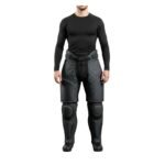 Model wearing men’s senior fitted ice hockey pants, angled front view, showing padded protection and adjustable waist.